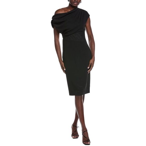 Aidan Mattox WomensSolid Mid Dress, Black